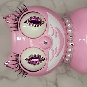 Jeweled Pink Satin Lady Kit-Cat Klock clock SUPER RARE